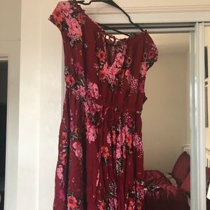 Floral Red Dress